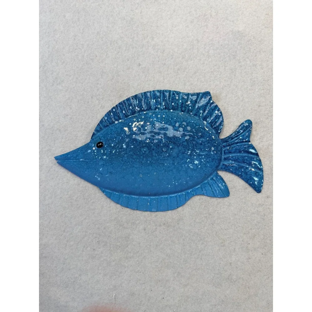 Set of 4 Colorful Metal Tropical Fish Wall Art 10.5in Coastal Nautical Decor